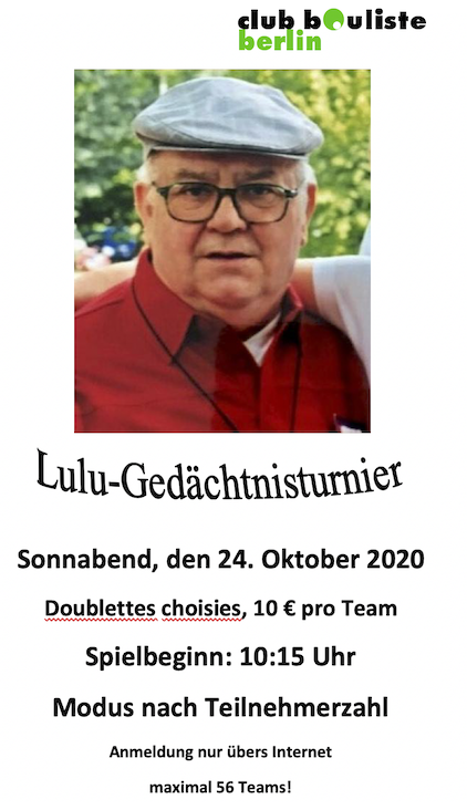 Lulu-Gedächtnisturnier in Tegel. 24.10.2020